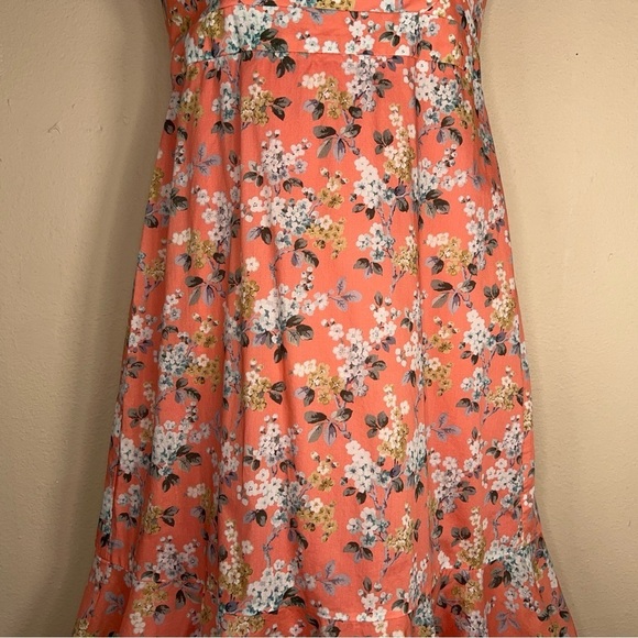 SIZE 2 J CREW PINK CORAL FLORAL RETRO DRESS PEPLUM COTTON PINUP RETRO - Picture 6 of 16